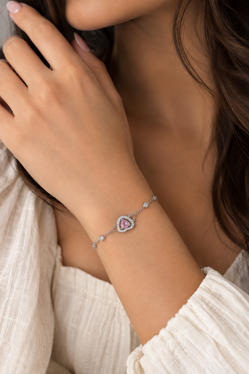 Bracelet Cœur Rosé – Éclat Élégant