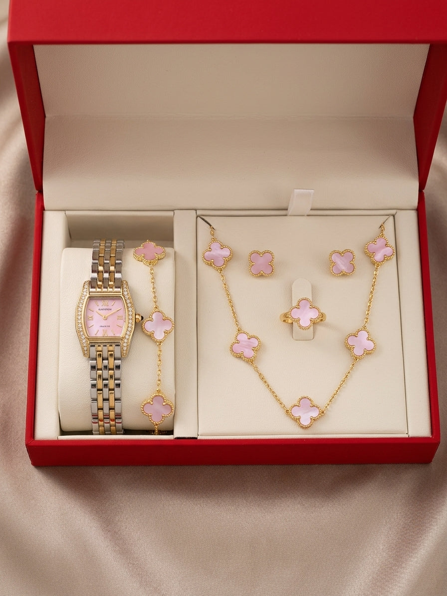 Coffret Élégance Trèfle Rose