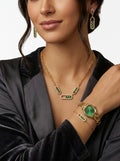 Coffret Parure Élégance Émeraude – Montre & Bijoux Vert-Dorés
